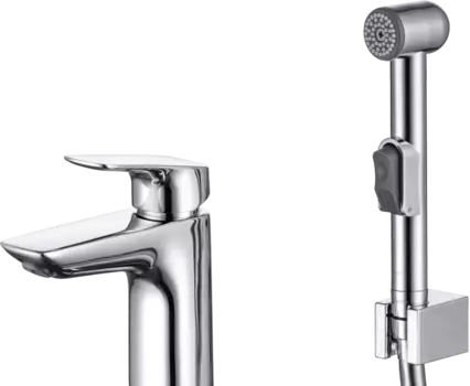 Смеситель для раковины Акватек Вега AQ1012CR с гигиеническим душем, хром