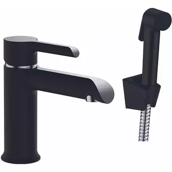 Смеситель для раковины Haiba HB12805-7, с гигиеническим душем, черный/хром