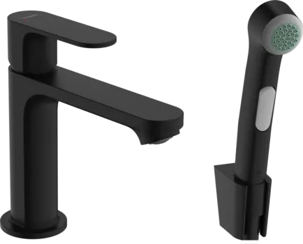 Смеситель для раковины Hansgrohe Rebris S 72215670 с гигиеническим душем, черный матовый