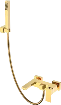 Смеситель для ванны с душем Boheme Qubic 473-G shinny gold