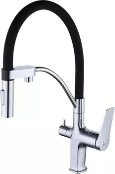 Смеситель Lemark Comfort LM3074C для кухонной мойки, хром/черный