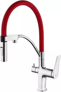 Смеситель Lemark Comfort LM3074C-Red для кухонной мойки, хром/красный