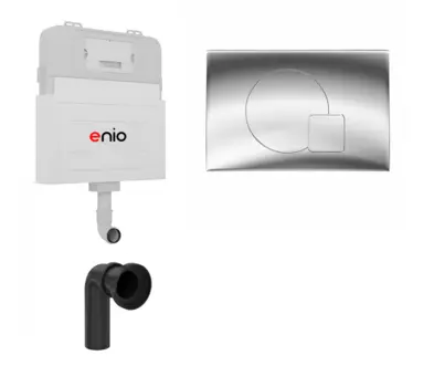 Смывной бачок скрытого монтажа Enio Tecnico с кнопкой Geometria хром глянцевый OOO