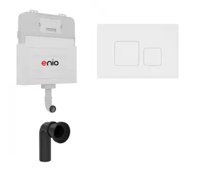 Смывной бачок скрытого монтажа Enio Tecnico с кнопкой Cubo белой матовой OOO