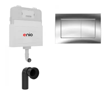 Смывной бачок скрытого монтажа Enio Tecnico с кнопкой Quadro хром глянцевый OOO