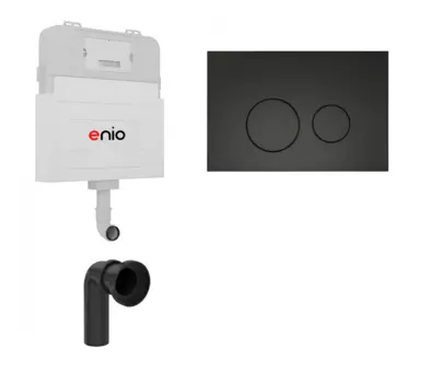 Смывной бачок скрытого монтажа Enio Tecnico с кнопкой Rotondo черной матовой OOO