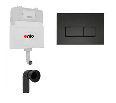 Смывной бачок скрытого монтажа Enio Tecnico с кнопкой Rettangolo черной матовой OOO