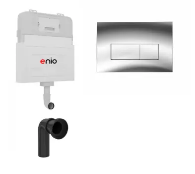 Смывной бачок скрытого монтажа Enio Tecnico с кнопкой Rettangolo хром глянцевый OOO