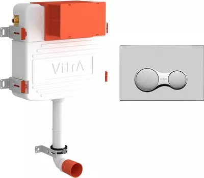 Смывной бачок скрытого монтажа VitrA 800-2020 с кнопкой смыва, хром