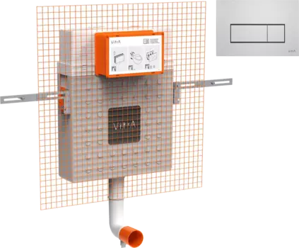 Смывной бачок скрытого монтажа VitrA V12 762-1740-01 + Кнопка смыва VitrA Root Square 740-2380 хром 762-1740-01+740-2380