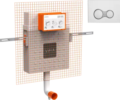 Смывной бачок скрытого монтажа VitrA V12 762-1740-01 + Кнопка смыва VitrA Sirius 740-0480 глянцевый хром 762-1740-01+740-0480