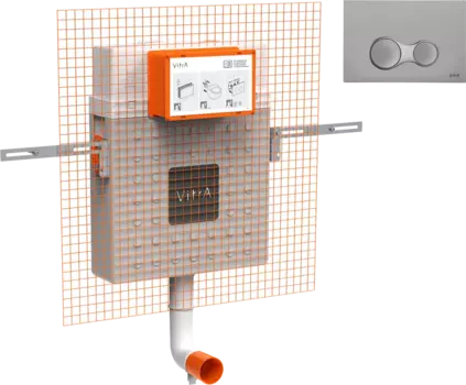 Смывной бачок скрытого монтажа VitrA V12 762-1740-01 + Кнопка смыва VitrA Sirius 740-0486 матовый хром 762-1740-01+740-0486