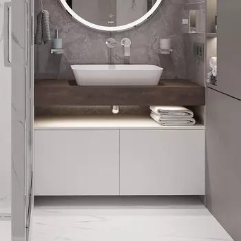 Столешница с раковиной Duravit 100, дуб карпентер, без отверстий, с раковиной Duravit Cape Cod, 55, белая