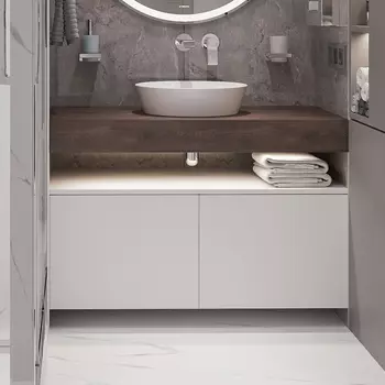 Столешница с раковиной Duravit Cape Cod 40, дуб карпентер, 100, без отверстий + 2 тумбы 50