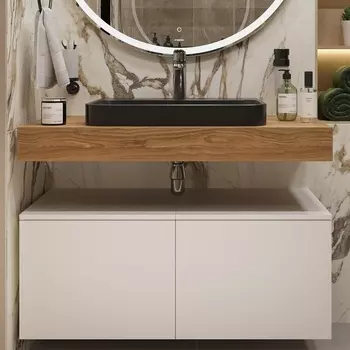 Столешница с раковиной Duravit Happy D.2 Plus, дуб французский, 100, без отверстий + 2 тумбы 50