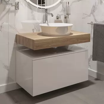 Столешница с раковиной Duravit White Tulip 43, дуб французский, 80, без отверстий + тумба 80
