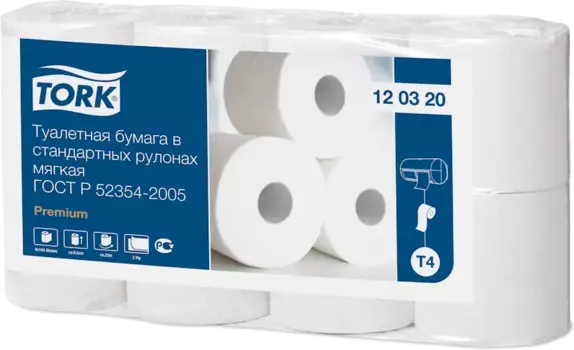 Туалетная бумага Tork Premium 120320 T4 мягкая (Блок: 8 рулонов)
