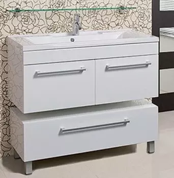 Тумба для комплекта Акватон Мадрид 100 белая с 2 ящиками 1A128001MA010