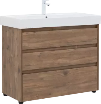 Тумба для комплекта Aquanet Nova Lite 100 напольная, дуб рустикальный, 3 ящика 302480