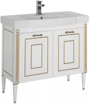 Тумба для комплекта Aquanet Паола 90 белая, золото 186116