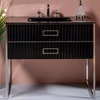 Тумба для комплекта Armadi Art Monaco 100 черная, хром 866-100-BCR