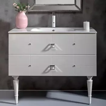 Тумба для комплекта Armadi Art Vallessi Avangarde 841-100-WCR 100, подвесная, белый глянец, хром