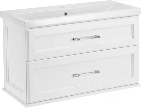 Тумба для комплекта ASB-Woodline Венеция 100 белая, патина серебро /11956