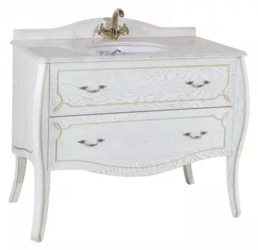 Тумба для комплекта Bellezza Грация Люкс 110 белая патина золото 2 ящика 4637938580029
