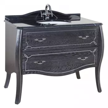 Тумба для комплекта Bellezza Грация Люкс 110 черная патина серебро 2 ящика 4637938580043