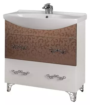 Тумба для комплекта Bellezza Маргарита 120 2 ящика белая/бронза 4632819110289