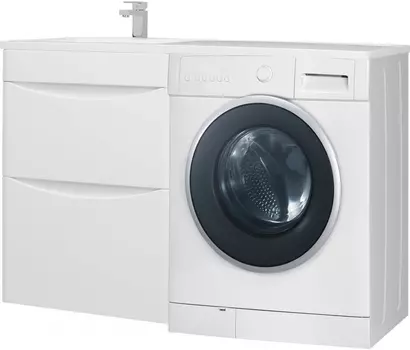 Тумба для комплекта Bellezza Олиссия 120 L, белая, под стиральную машину, 2 ящика 4639419110015