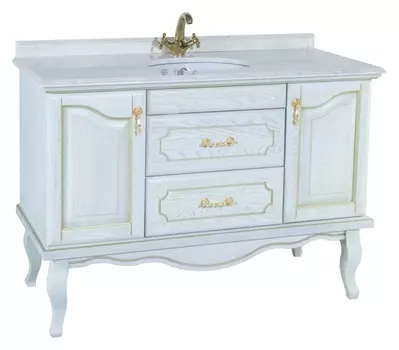 Тумба для комплекта Bellezza Рим 110 белая патина золото 4638138580024