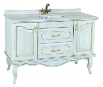 Тумба для комплекта Bellezza Рим 120 белая патина золото 4638119580029