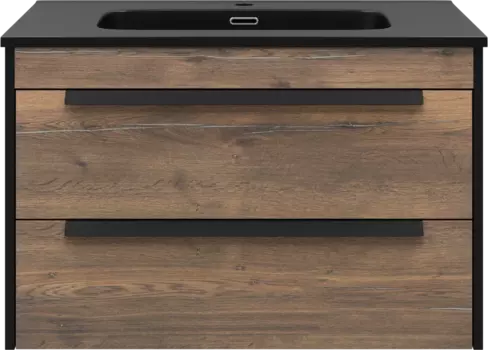 Тумба для комплекта Brevita Monsour 80 подвесная, дуб галифакс олово, черный кварц MON-09080-0102Я