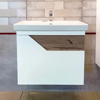 Тумба для комплекта Бриклаер Брайтон 60 подвесная, белая матовая, дуб кера 4627125415784