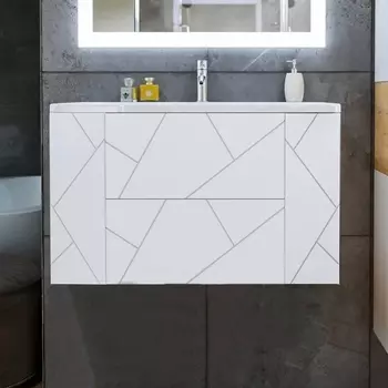 Тумба для комплекта Бриклаер Кристалл 90 белая матовая 4627125415975