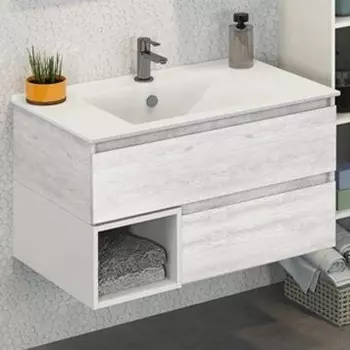 Тумба для комплекта Comforty Турин 90 подвесная, дуб белый 00004147644