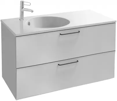 Тумба для комплекта Jacob Delafon Odeon Rive Gauche 100 белая, 2 ящика, ручки черные EB2524-R9-N18