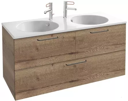 Тумба для комплекта Jacob Delafon Odeon Rive Gauche 120 дуб табак, 3 ящика, ручки черные EB2545-R9-E52