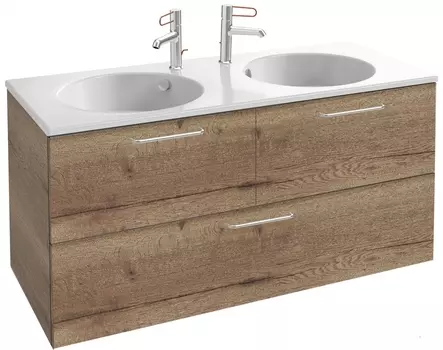 Тумба для комплекта Jacob Delafon Odeon Rive Gauche 120 дуб табак, 3 ящика, ручки хром EB2545-R5-E52