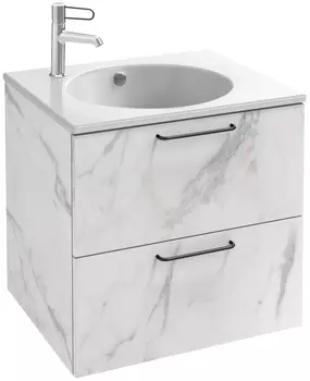 Тумба для комплекта Jacob Delafon Odeon Rive Gauche 60 белый мрамор, 2 ящика, ручки черные EB2520-R9-NR4