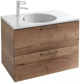 Тумба для комплекта Jacob Delafon Odeon Rive Gauche 80 дуб табак, 2 ящика, ручки черные EB2522-R9-E52