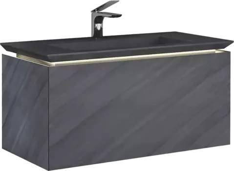 Тумба для комплекта Jorno Incline 100, с подсветкой, подвесная, бетон Inc.01.100/P/Bet/JR