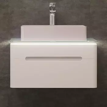 Тумба для комплекта Jorno Shine 75, подвесная, белая Shi.01.75/P/W