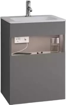 Тумба для комплекта Keuco Stageline 32822 46 см, R, с подсветкой, розеткой и точкой зарядки USB и USB-C, инокс матовый 32822290102