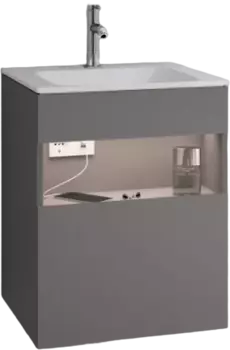 Тумба для комплекта Keuco Stageline 32842 50 см, с подсветкой, розеткой и точкой зарядки USB и USB-C, инокс матовый 32842290100