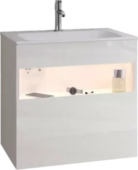 Тумба для комплекта Keuco Stageline 32852 65 см, с подсветкой, розеткой и точкой зарядки USB и USB-C, белая 32852300100