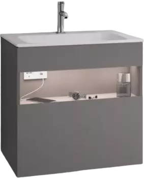 Тумба для комплекта Keuco Stageline 32852 65 см, с подсветкой, розеткой и точкой зарядки USB и USB-C, инокс матовый 32852290100