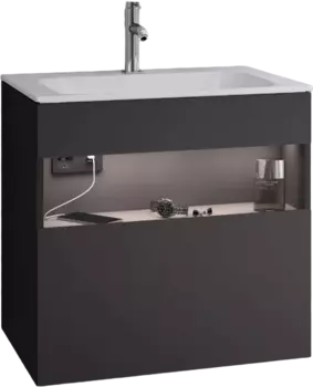 Тумба для комплекта Keuco Stageline 32852 65 см, с подсветкой, розеткой и точкой зарядки USB и USB-C, вулканит 32852970100