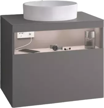 Тумба для комплекта Keuco Stageline 32853 65 см, с подсветкой, розеткой и точкой зарядки USB и USB-C, инокс матовый 32853290100